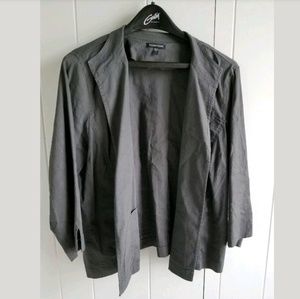 EILEEN FISHER Open Front Blazer Linen Blend Gray L